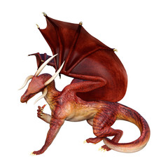 3D Rendering Fairy Tale Dragon on White