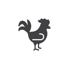 Rooster side view vector icon. filled flat sign for mobile concept and web design. Chicken bird glyph icon. Farm animals symbol, logo illustration. Pixel perfect vector graphics