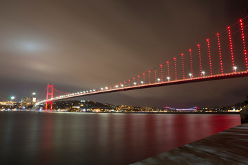 Bridge at night in istanbul
