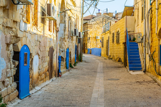 View of a narrow street in Tsfat/Safed, Israel