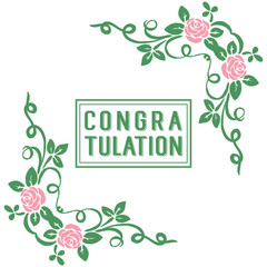 Vector illustration leaf flower frame decoration for greeting congratulation hand drawn