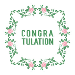 Vector illustration leaf flower frame decoration for greeting congratulation hand drawn