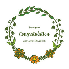 Vector illustration lettering congratulation with green leaf flower frame elegant hand drawn