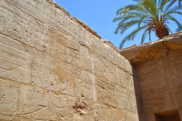 Elements and details of the interior of the Karnak Haram in Luxor.