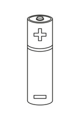 Line art black and white AA type battery