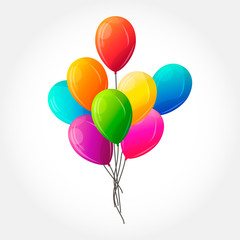 Set of colorful round vector kids balloons.