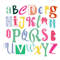 Vector hand drawn funky decorative font for your design.