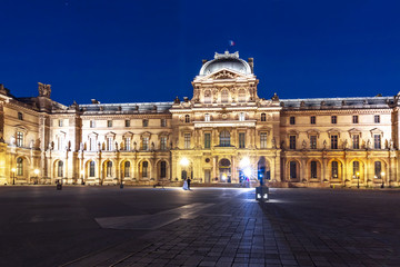 Fototapeta na wymiar Louvre palace at night, Paris, France