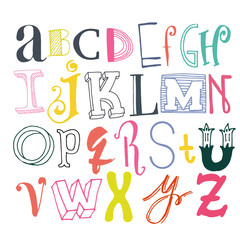 Vector hand drawn funky decorative font for your design.