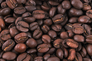 Grains de café en gros plan