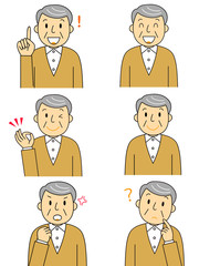 シニア 男性 セット 6種類の仕草やポーズ セット