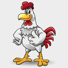 Vector illustration rooster character for fried chicken mascot.