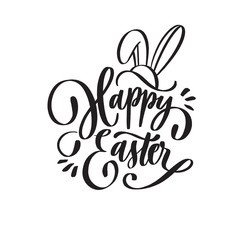 Hand sketched Happy Easter text for  logotype, badge and icon. Drawn Resurrection Sunday postcard, card, invitation, poster, banner template lettering typography. Seasons Greetings.