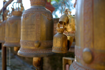 Fototapeta na wymiar Golden bell in thailand temple