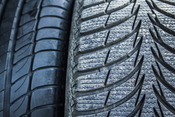 Car tires and wheels for auto background