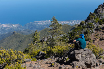Naklejka premium Trekking in the mountains on the island of Madeira