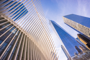 Perspective from below the One World Trade Center in New York