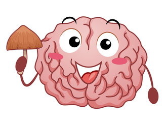 Mascot Magic Mushroom Brain Effect Illustration