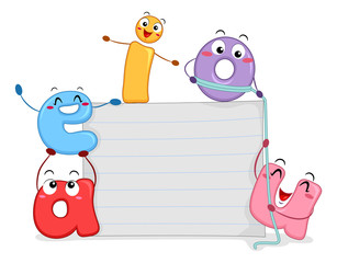 Mascot Vowels Paper Board Illustration