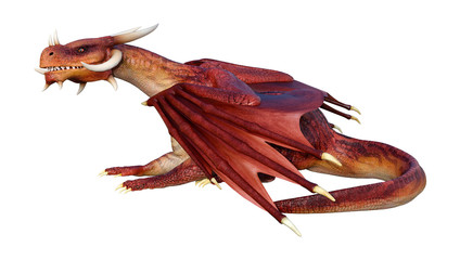 3D Rendering Fairy Tale Dragon on White