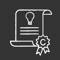 Intellectual property and copyright chalk icon