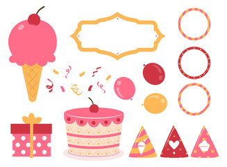 Ice Cream Birthday Elements Illustration