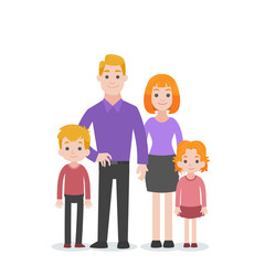 Set of People Character Family concept,dad mom son daughter together, cartoon character flat design vector on white background.