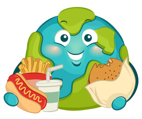 Mascot Big Earth Fast Foods Illustration