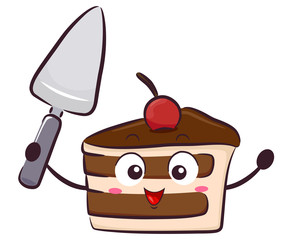 Mascot Cake Cutlery Knife Illustration