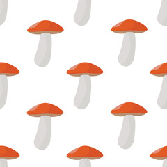 Cute vector seamless pattern made of ripe mushrooms. 