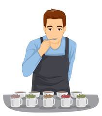 Tea Tasting Man Illustration