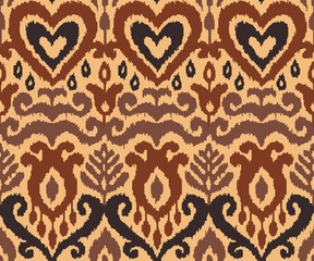 Ikat Ornament Ethnic Vector Seamless Pattern