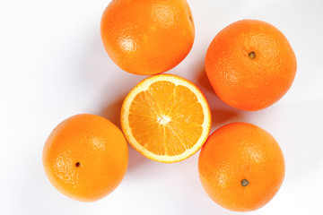 Orange Fruit top view white background