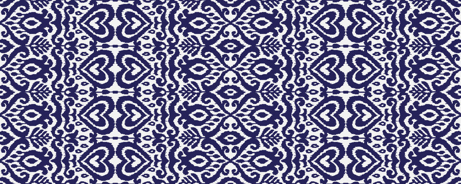 Ikat Ornament Ethnic Vector Seamless Pattern