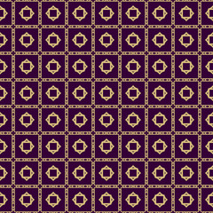 Seamless Geometrical Linear Texture. Original Geometrical Puzzle. Backdrop. Vector Illustration. For Design, Wallpaper, Fashion, Print. Purple gold color