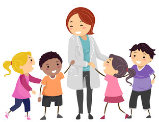 Stickman Kids Psychiatrist Doctor Illustration
