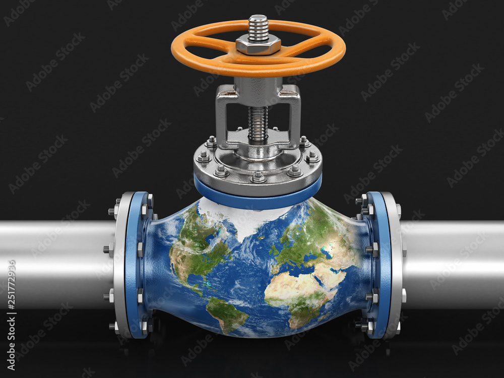 Poster pipeline with world map. image with clipping path