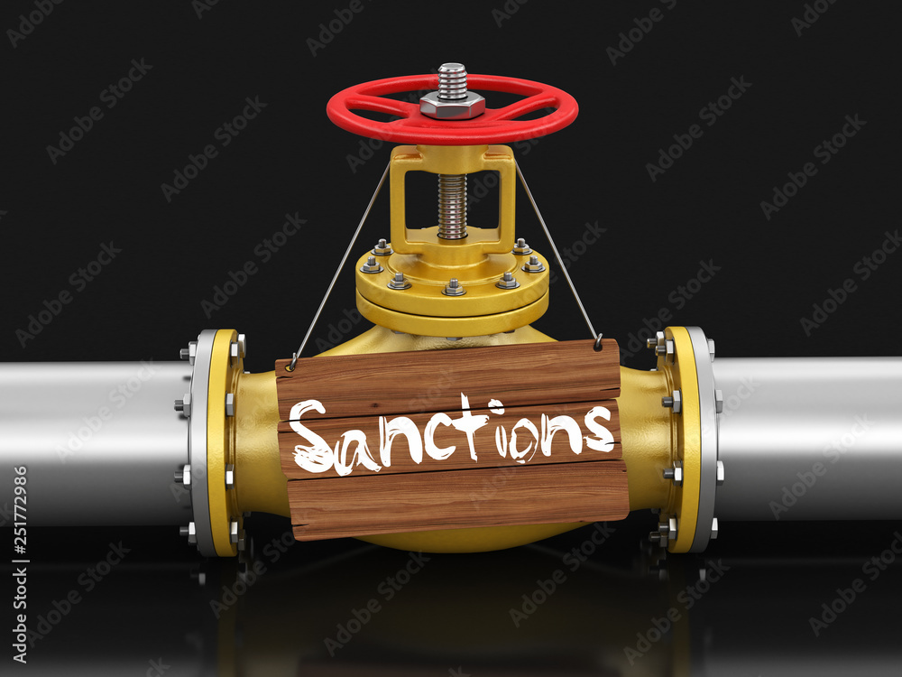 Poster pipeline with sanctions. image with clipping path