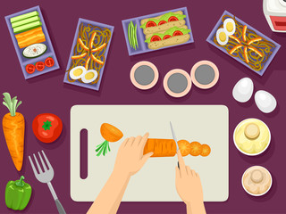 Hands Prepare Healthy Week Meals Illustration