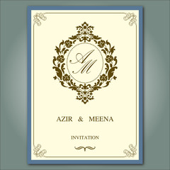 Vintage Wedding invitation border and frame template