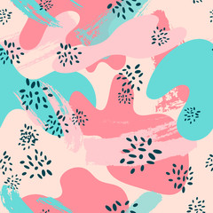 Abstract brushstroke background, colorful patter. Seamless pattern with brush strokes in fresh pastel colors.