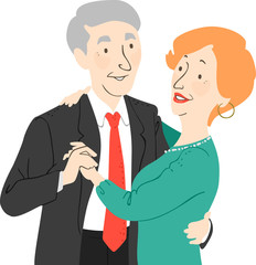 Senior Citizen Couple Dance Illustration