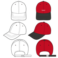Baseball Cap fashion flat vector  illustration mockup design