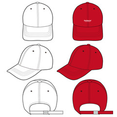 Baseball Cap fashion flat vector  illustration mockup design