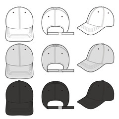 Baseball Cap fashion flat vector  illustration mockup design