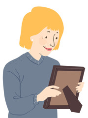 Senior Woman Picture Frame Illustration