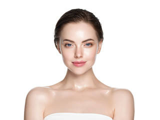 Skin care woman face with healthy beauty skin face closeup cosmetic age concept