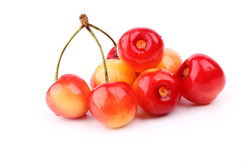 red cherries isolated on white background