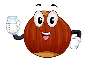 Mascot Hazel Nut Milk Illustration