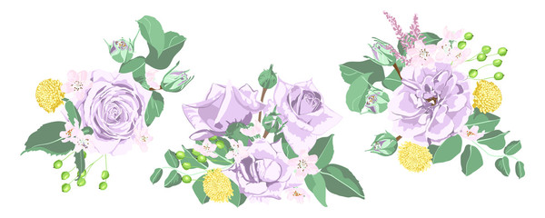 Wedding Card Design with Watercolor Flowers.